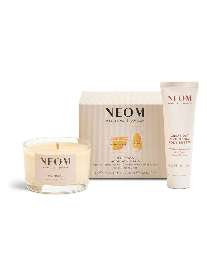 NEOM candle and body butter duo, imported from the UK