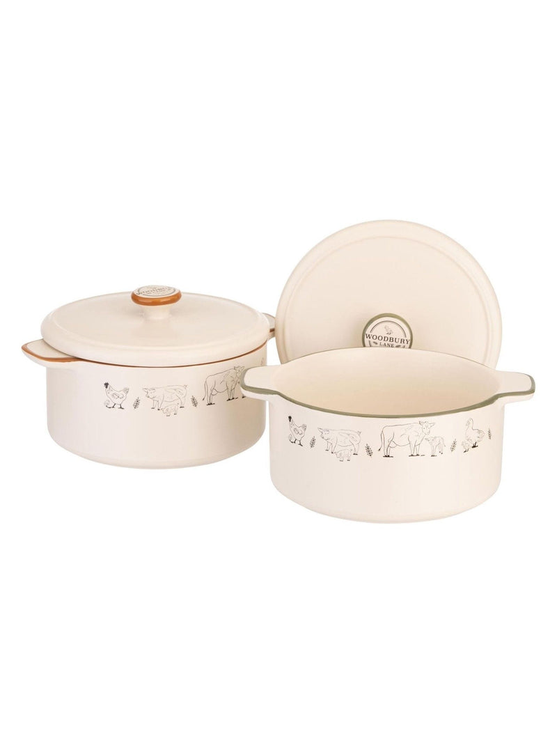 Woodbury Lane natural mini casserole dishes 2 pack 475ml (British brand)