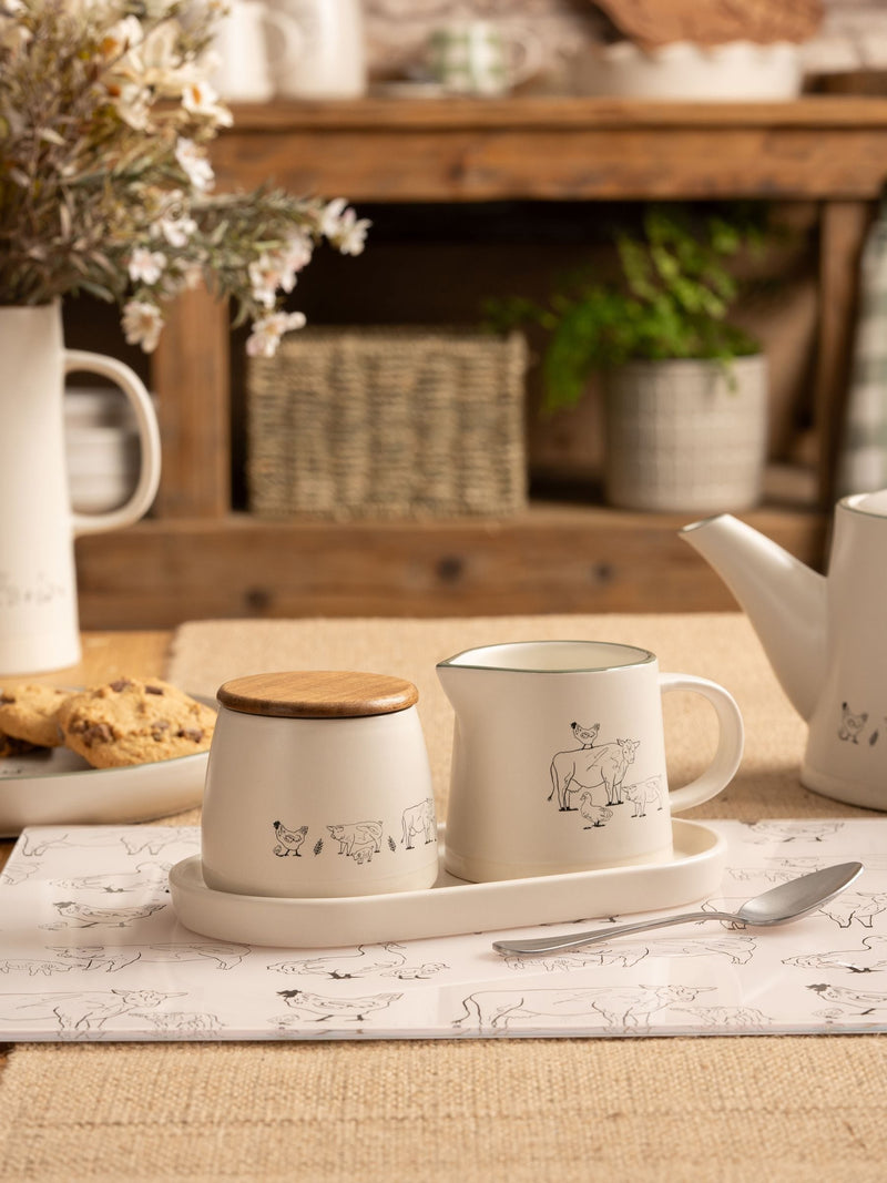 Woodbury Lane natural sugar and milk jug set (British brand)