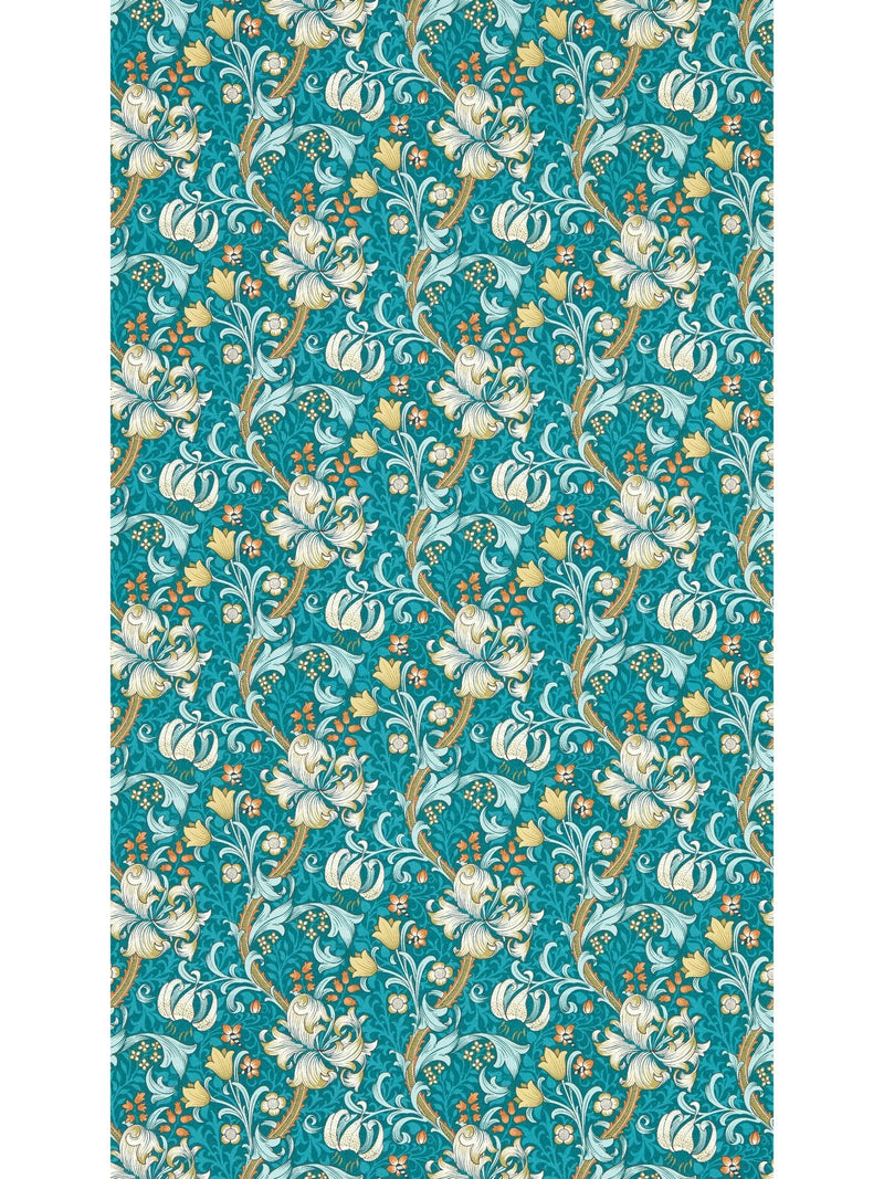 Clarke & Clarke wallpaper sample Teal Golden Lily, imported from the UK