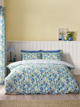 Catherine Lansfield Blue Tilly Floral Reversible Duvet Cover Set