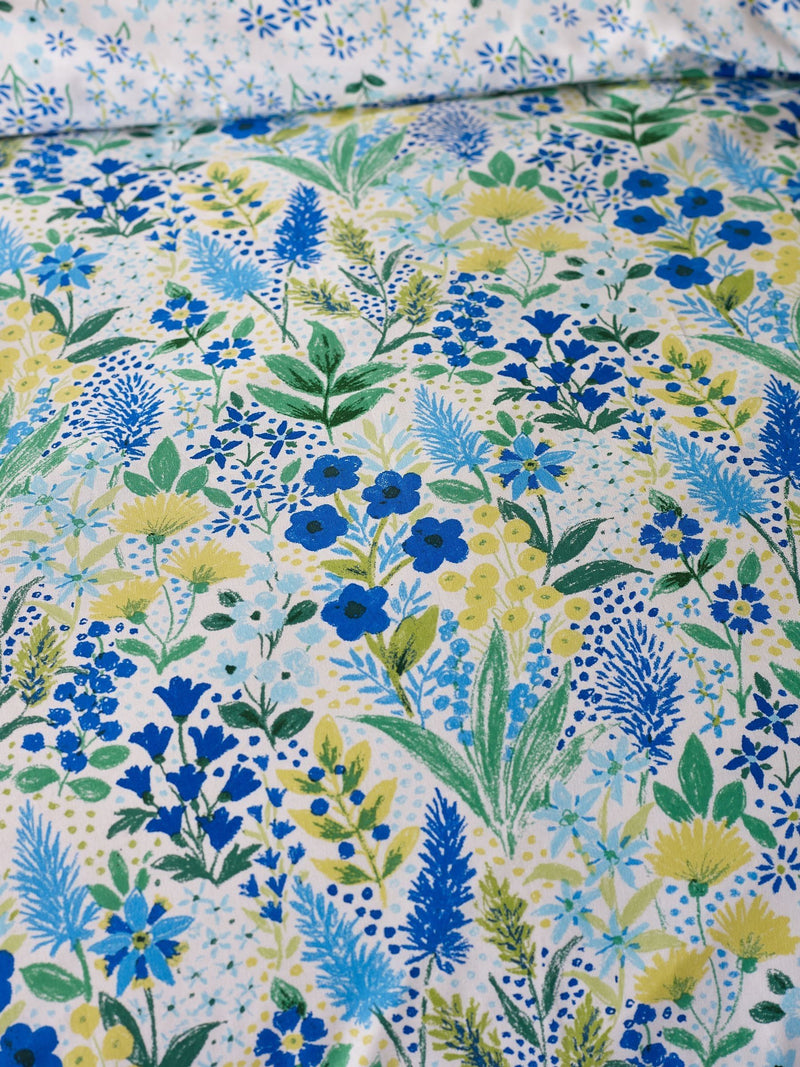 Catherine Lansfield blue tilly floral reversible duvet cover set - British product