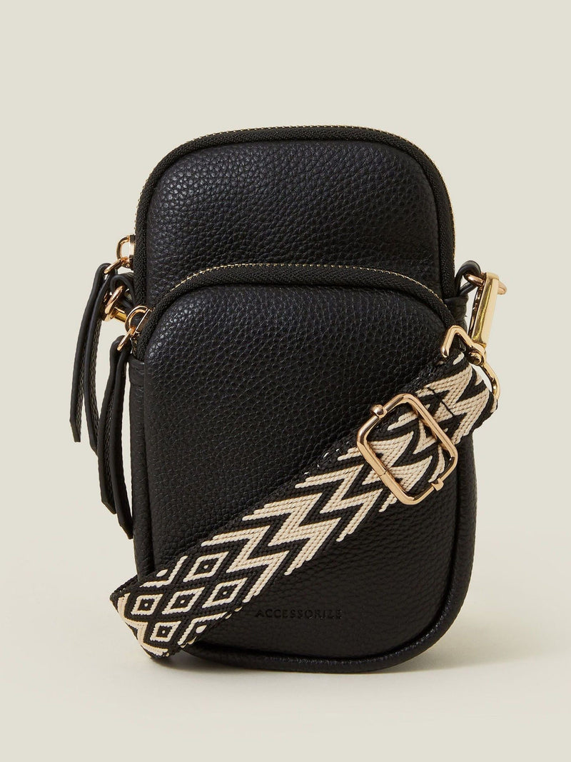 Accessorize black webbing strap phone bag, UK version