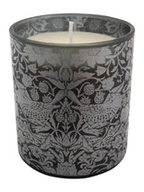 Next William Morris Black Strawberry Thief Citrus Scent Candle in Glass Container, 11cm Height, 8.5cm Diameter- Buy online at McGrocer