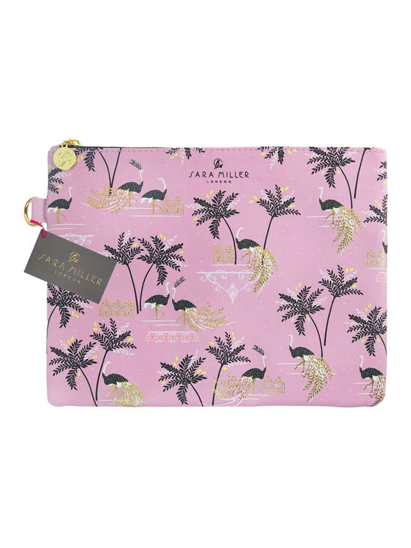 Sara Miller large cosmetic pouch pink ostrich design, UK version