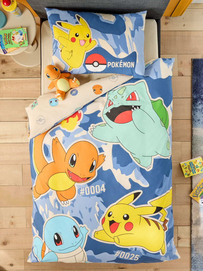 Pokemon blue duvet cover and pillowcase set single - British product