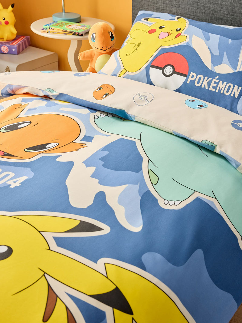 Pokemon blue duvet cover and pillowcase set single - British product