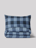 Blue Check Super Soft Brushed Cotton Duvet Cover and Pillowcase Set