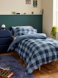 Blue Check Super Soft Brushed Cotton Duvet Cover and Pillowcase Set