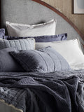 Secret Linen Store quilted cushion cover French Blue Finn 40x60cm, UK version