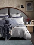 Secret Linen Store quilted cushion cover French Blue Finn 40x60cm, UK version