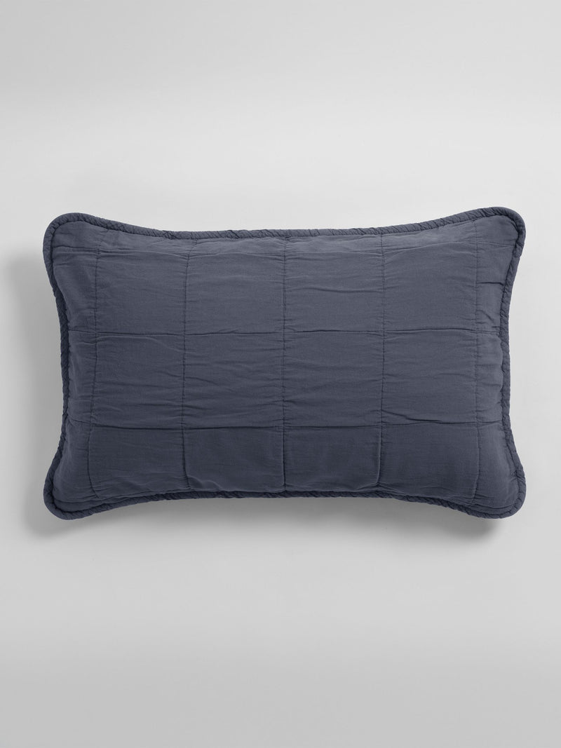 Secret Linen Store quilted cushion cover French Blue Finn 40x60cm, UK version