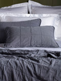 Secret Linen Store quilted cushion cover French Blue Finn 40x60cm, UK version