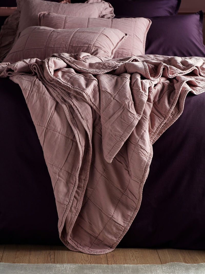 Secret Linen Store vintage rose quilted throw (British brand)