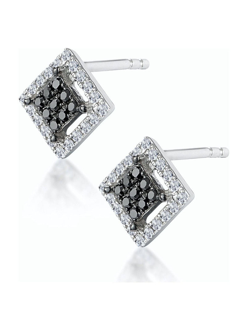 The Diamond Store black diamond square earrings 9K WG (British brand)