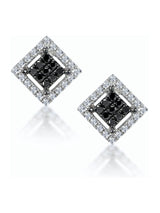 Next The Diamond Store Black Diamond Square Earrings 9K White Gold- Buy online at McGrocer