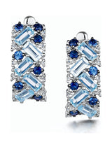 Next The Diamond Store Blue Topaz Sapphire and Diamond Stellato Earrings 9K White Gold Tone- Buy online at McGrocer