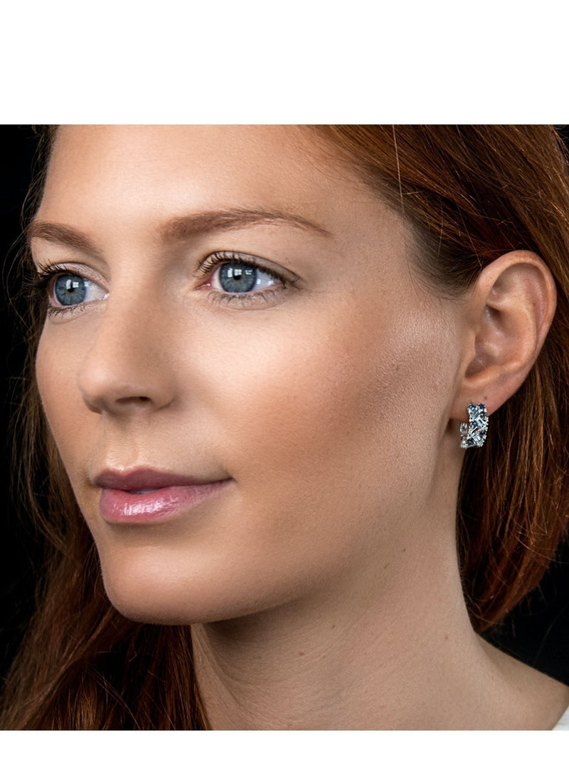 The Diamond Store Blue Topaz Sapphire Earrings with Diamond (British brand)