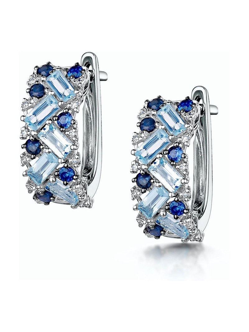 The Diamond Store Blue Topaz Sapphire Earrings with Diamond (British brand)