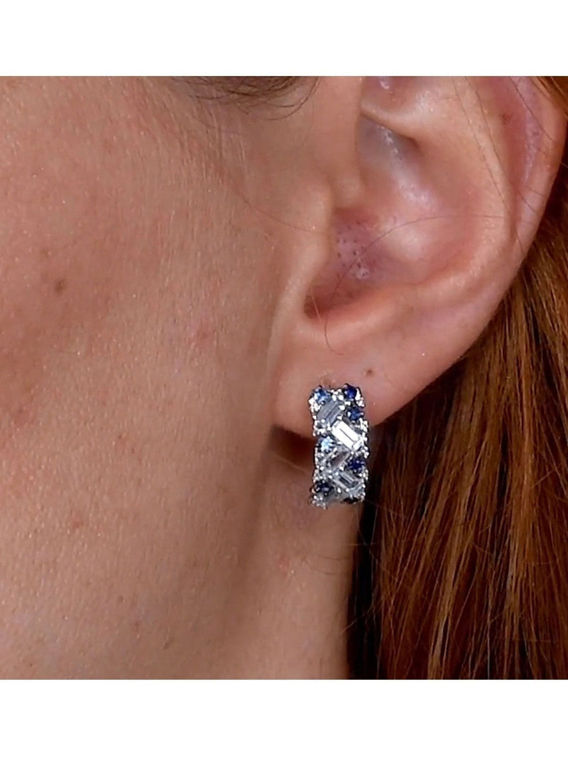 The Diamond Store Blue Topaz Sapphire Earrings with Diamond (British brand)