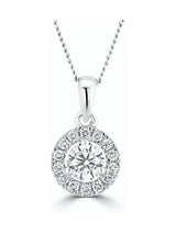 Next The Diamond Store 9K White Gold 0.50ct H/Si Lab Diamond Halo Pendant Necklace- Buy online at McGrocer