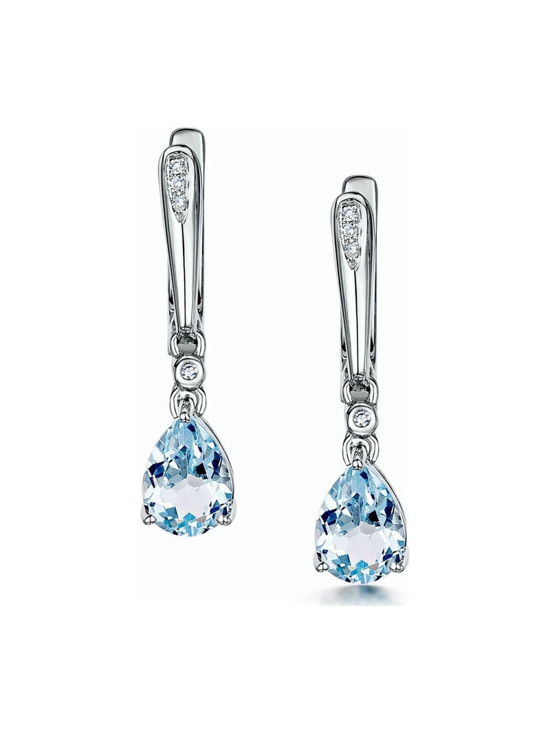 The Diamond Store blue topaz diamond earrings in 9K white gold, UK version