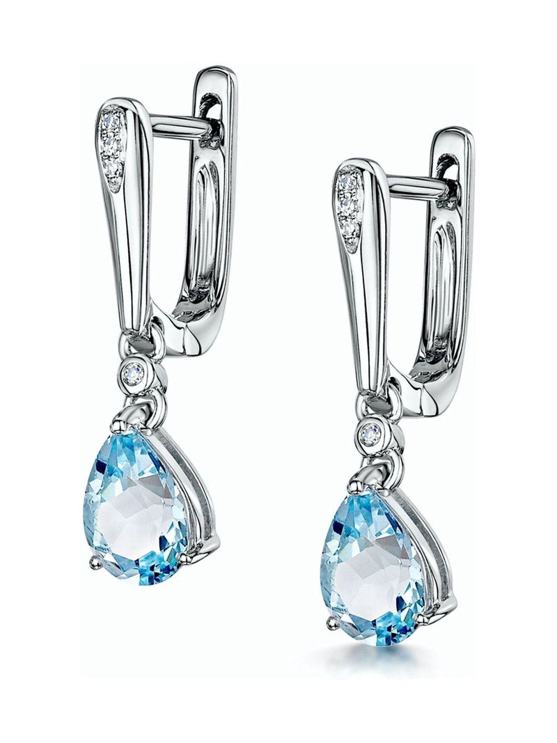 The Diamond Store blue topaz diamond earrings in 9K white gold, UK version
