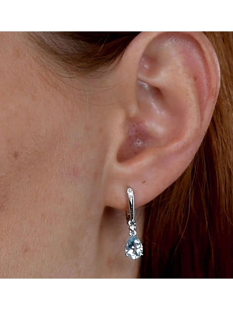 The Diamond Store blue topaz diamond earrings in 9K white gold, UK version