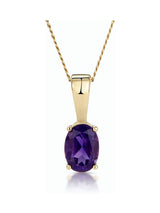 Next The Diamond Store Purple Amethyst 7x5mm 9K Yellow Gold Pendant Necklace- Buy online at McGrocer
