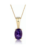 The Diamond Store purple amethyst 7x5mm 9K yellow gold pendant necklace (British brand)