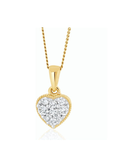 The Diamond Store 9 Karat Gelbgold Herz-Anhänger Halskette 0,25 Karat Lab-Diamant