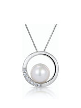 Next The Diamond Store Pearl and Diamond Circle Stellato Necklace 9K White Gold 0.03ct- Buy online at McGrocer