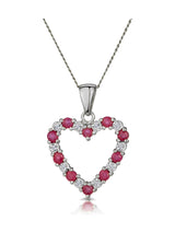 Next The Diamond Store Ruby Heart Pendant Necklace 9K White Gold 15mm- Buy online at McGrocer
