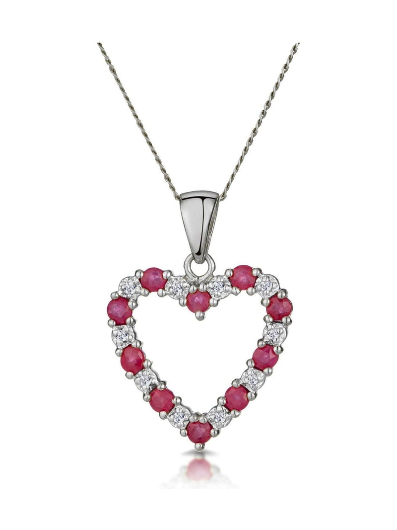 The Diamond Store Ruby Heart Pendant Necklace 15mm, imported from the UK