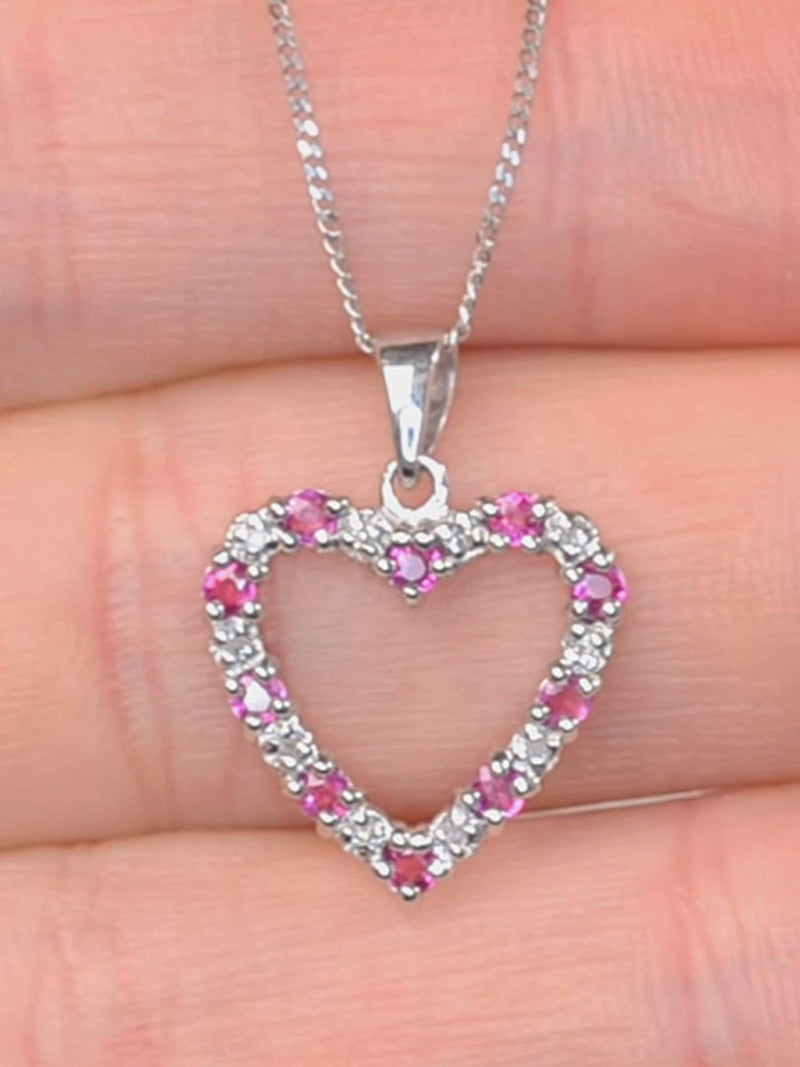 The Diamond Store Ruby Heart Pendant Necklace 15mm, imported from the UK