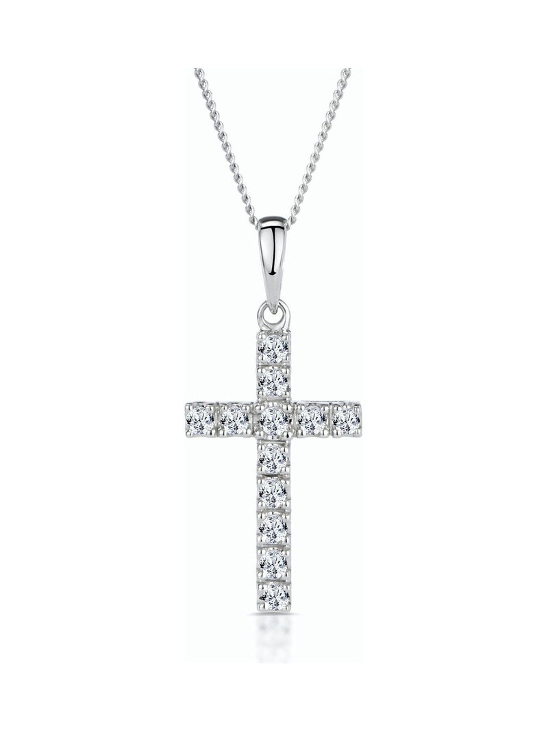 Lab-Grown Diamond Cross Pendant Necklace in Sterling Silver, 0.22 Carat