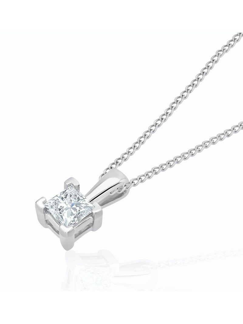 The Diamond Store 0.25ct lab diamond princess cut necklace (British brand)