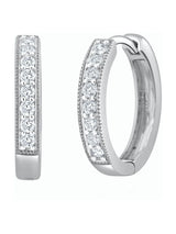 Next The Diamond Store Lab-Grown Diamond Hoop Earrings White Gold Pave Set 0.25ct- Buy online at McGrocer