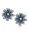 The Diamond Store 9K White Gold Blue and Yellow Sapphire and Diamond Stellato Earrings