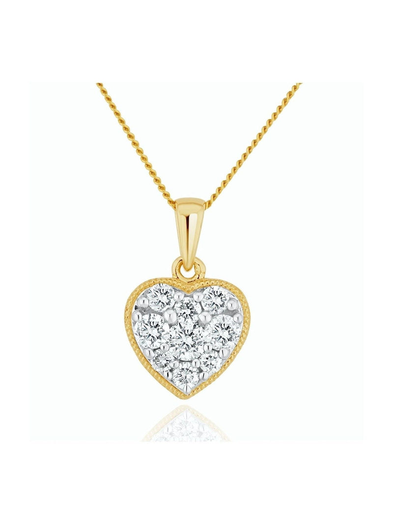 The Diamond Store Heart Pendant Necklace 9K Gold 0.50ct (British brand)