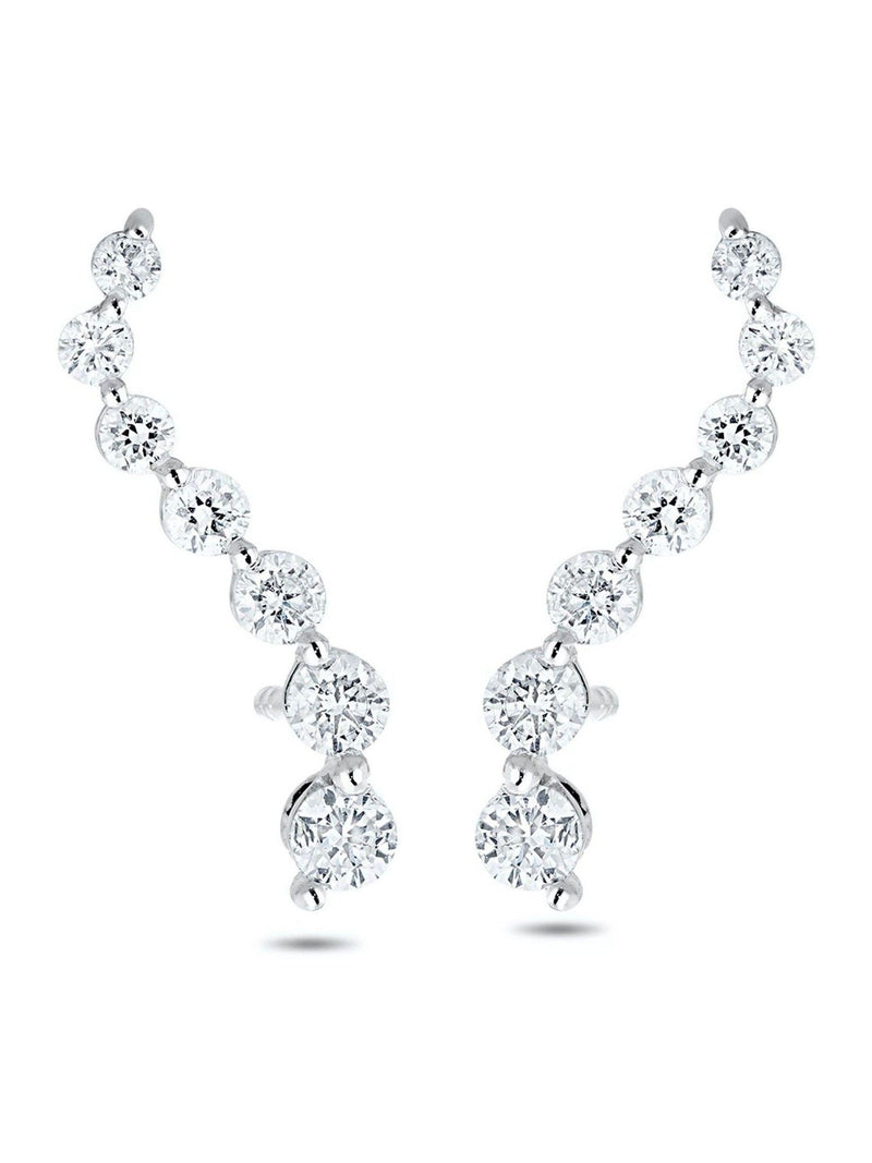 Diamond Store ear climber 9K white gold 0.50ct diamond 17mm - British product