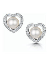Next The Diamond Store Pearl and Diamond Heart Earrings 9K White Gold- Buy online at McGrocer