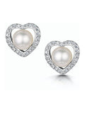 The Diamond Store pearl diamond heart earrings 9K white gold (British brand)