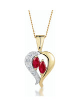 Next The Diamond Store 9K Yellow Gold Red Ruby and Diamond Pendant Necklace- Buy online at McGrocer