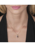 The Diamond Store 9K Yellow Gold Red Ruby and Diamond Pendant Necklace (British brand)