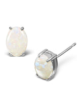 Next The Diamond Store Opal Earrings 9K White Gold 7 x 5mm- Buy online at McGrocer