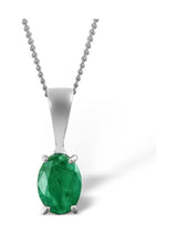 Next The Diamond Store Emerald Pendant Necklace Set 9K White Gold 7x5mm- Buy online at McGrocer