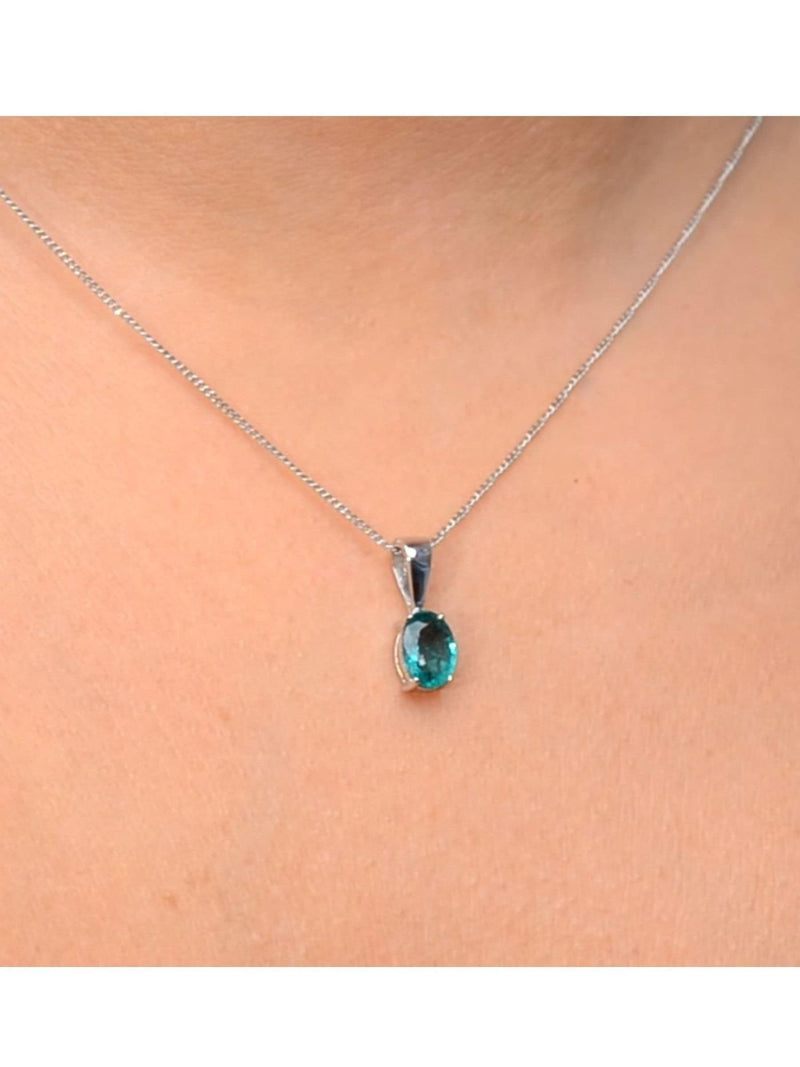 The Diamond Store emerald pendant necklace set 7x5mm (British brand)