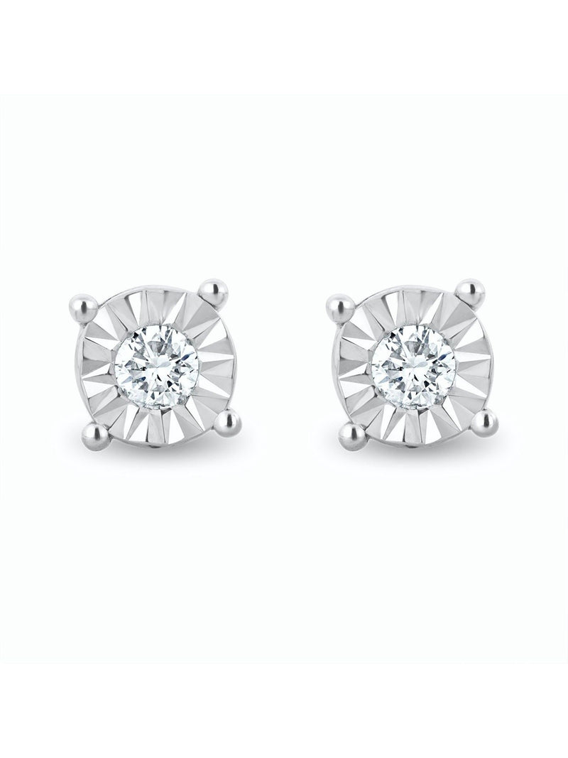 The Diamond Store sterling silver lab diamond stud earrings 5mm 0.10ct - British product