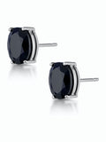 Blue Sapphire Stud Earrings in 9K White Gold, 7mm x 5mm